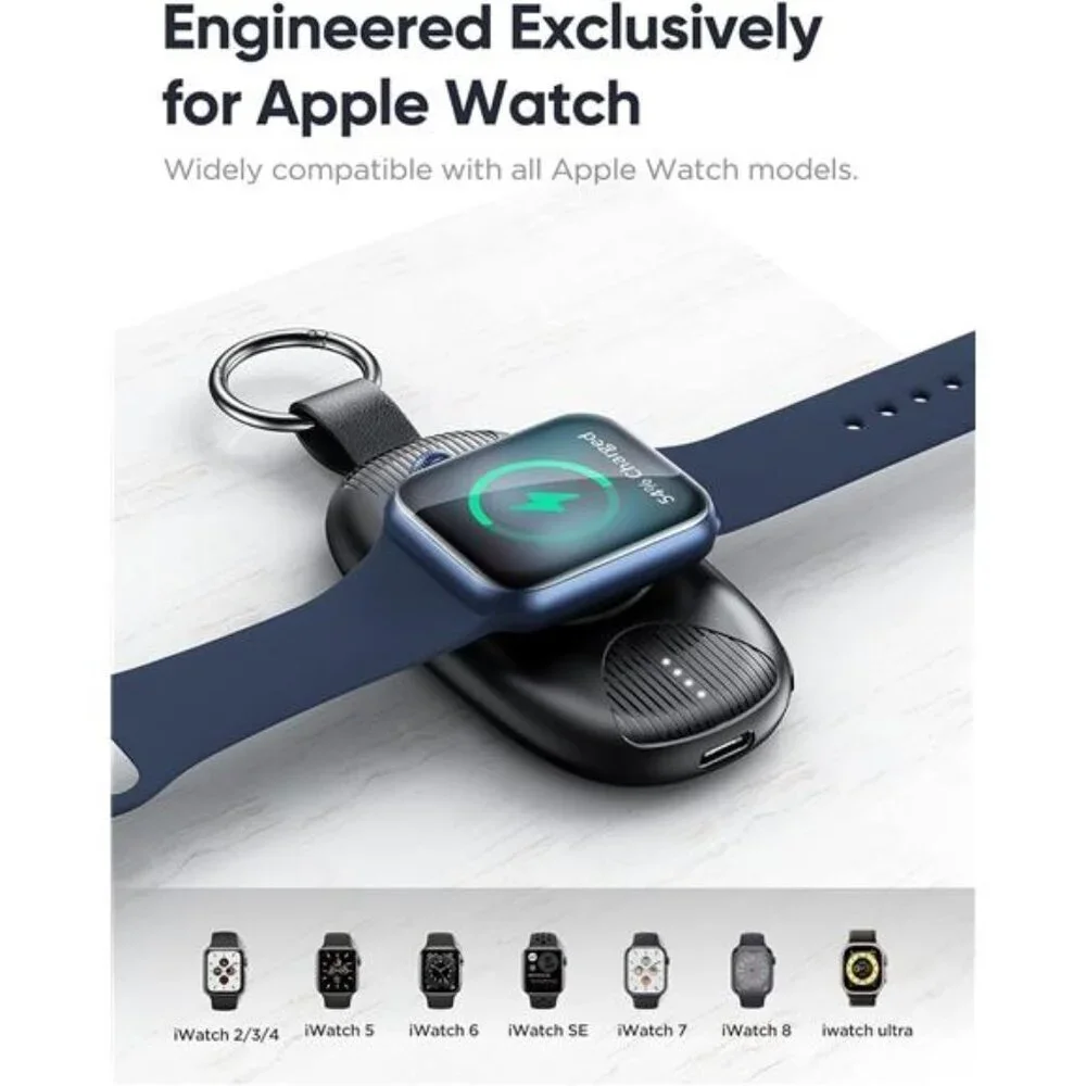 Portable Charger for Apple Watch, 1000mAh, Magnetic Keychain Apple Watch Charger